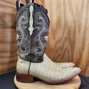 El General Caiman Alligator Cowboy Boots Eagle Western Gator Cowboy Boots Size 9